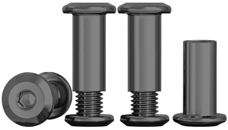 Drenky 10 Sets Connection Screws M5 Belt Buckle Binding Bolts 304 Stainless Steel Screw Post M5 X 16mm Furniture Bolts Sleeve Nuts for Bed, Door, Table, Chair, Worktop, Cabinet, Black