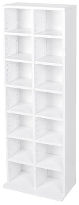 Hampton & Stewart New CD Media Display Shelf Unit Tower Rack Adjustable Shelves (White)