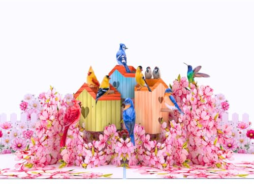 PIECE GIFT Pop Up Birthday Card for Women ā 3D Birds and Flower Garden Card