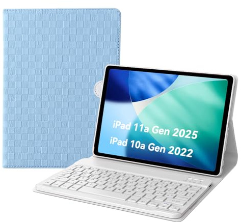 EYERIYO Custodia con Tastiera iPad 11 Generazione A16 2025, Slim Cover con Bluetooth Italiano QWERTY Tastiera per iPad 10 Generazione 10.9” 2022 (blu)