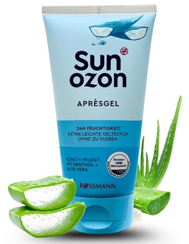 Sun Ozon Après Gel 24h Feuchtigkeit – After-Sun Gel mit Aloe Vera & Menthol, kühlend & pflegend, extra leichte Geltextur, vegan, ohne Mikroplastik, 150 ml
