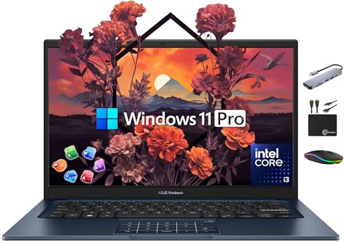 ASUS Vivobook Laptop 2025 Ultra Portable Business Computer, 14 FHD Display, 24GB RAM, 1TB Storage (512GB SSD + 500GB Ext), 6-Core Intel i3-1315U, MarxsolAccessory, Win 11 Pro, Lifetime Office 2024