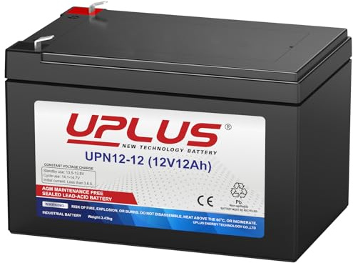 UPLUS UPN12-12 12V 12Ah Battery Rechargeable Agm Compatible with T2(F2) Terminal, SLA Replacement Batteries for Golf Trolley, Mobility, UPS System, Electric Scooter, Home Alarm System