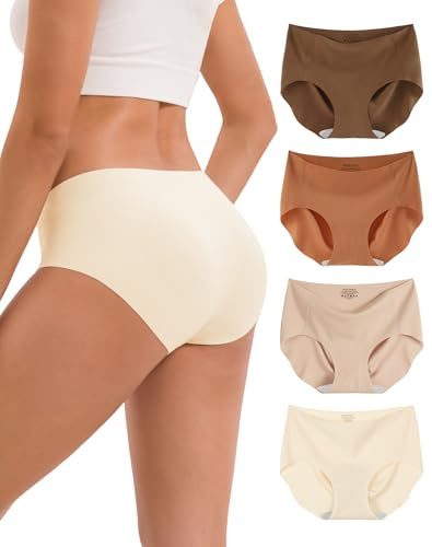 INNERSY Culotte sans Couture, M, Marron/Beige/Jaune Citrouille/Beige Chaud