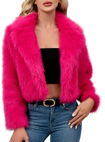 Manteau court en fausse fourrure de luxe pour femme - Revers - Manches longues - Veste en polaire - Cardigan à devant ouvert - Chaud - Imperméable - Vestes d’extérieur - Hiver - Super doux - Épais