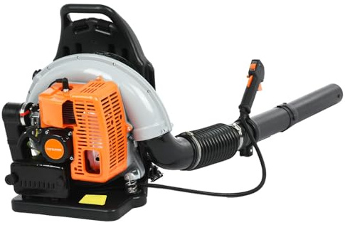 Souffleur Thermique 2 Temps 63 CC, Souffleur Feuille Thermique à Dos à Neige Haute Résistance pour l'Extérieur, Orange-A