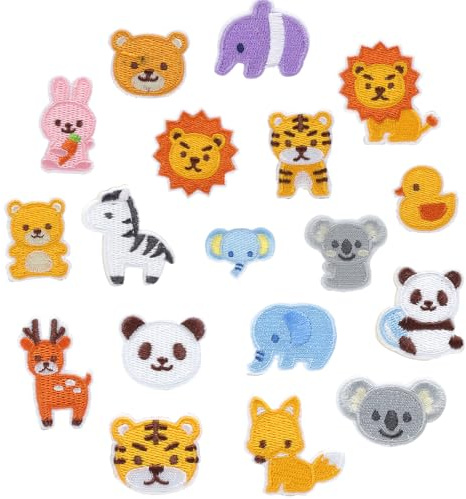 VOSSOT 18 Pezzi Toppe Termoadesivi, Animale Toppe Bambini, Toppa in Tessuto Ricamato per Abbigliamento Toppa Termoadesive Bambini Tope per Vestiti Decorazioni Fatte a Mano per Jeans Piumini Top