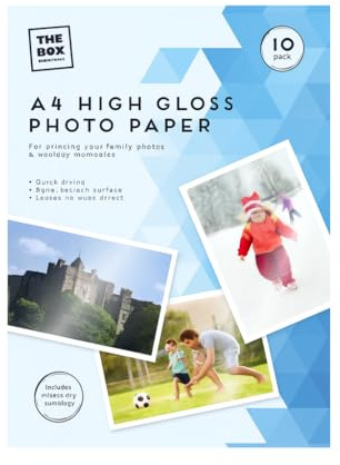 Photo Paper A4 High Gloss Photo Paper Inkjet Artwork Printing Papers Photographic Paper Suitable for Family Photos Scrapbooks Wedding Albums Postcard Chip Bag Flyer 29.7cm X 21cm X 0.1cm (Pack of 10)