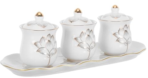TOPPERFUN Coupe D’Offrande en Céramique Blanche Décorée Lotus Doré Bol D’Eau pour Culte Bouddhiste Maison et Temple Calice de Contemplation Bouddhiste Compact Bol de Prière Résistant aux