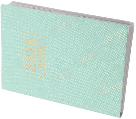 Lurrose Mini Agenda 2026 Format A7 Portable, Couverture Pu Vert, Agenda Annuel Quotidien en Anglais, Calendrier de Poche pour Planification Mensuelle et Organisation de Voyages