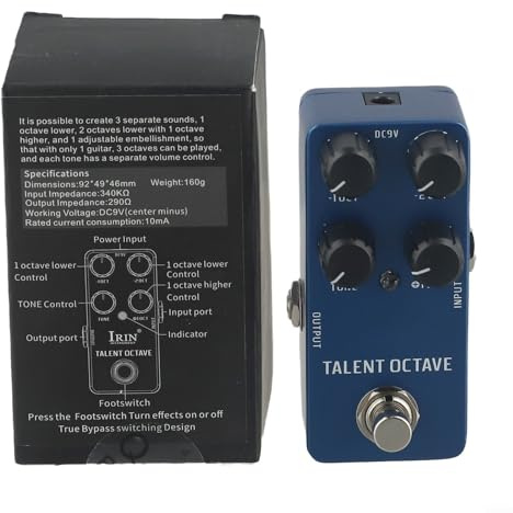 IRIN Gitarren-Effektpedal, 2-in-1 Wah Distortion Overdrive Delay Reverb Kompressor-Pedal (Drak Blue)