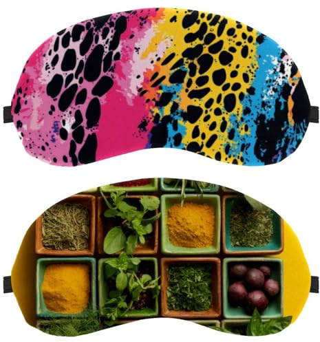 Colourful Various Herbs 2-Pack Light-Blocking Soft Breathable Eye Masks Sleep Mask Eye Patch