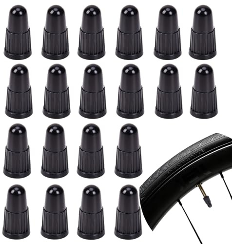 Lot de 20 bouchons de valve de vélo français, compatibles avec la valve française, bouchon de valve de vélo en plastique ABS, accessoires de valve sans chambre à air pour VTT, vélo de route, noir