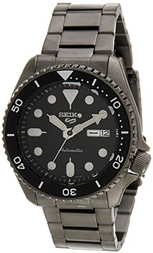 Seiko 5 Sports Orologio Analogico Automatico Uomo con Cinturino in Acciaio SRPD65K1, Nero, 5K9