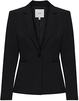 ICHI IHLEXI BL Damen Blazer Kurzblazer Jacke Ein-Knopf-Blazer mit Stretch und Reverskragen, Größe:40, Farbe:Black (194008)