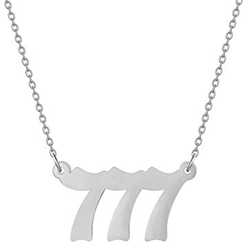 AJRUIER Engel Nummer Halskette,Frauen Mädchen Silber 777 Anhänger Chokerhalskette Spirituelle Numerologie Schmuck