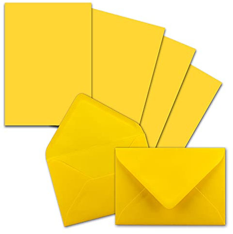 25x Briefpapier-Sets DIN A5 mit C6 Briefumschlägen - Honiggelb - Nassklebung (Gelb) - mattes Schreibpapier mit Kuverts - FarbenFroh by GUSTAV NEUSER
