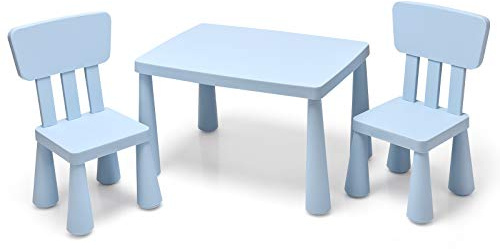 Maxmass Kids Activity Play Table & Chair Set, Children Multifunction Study Table with 2 Chairs, Kids Furniture Set for Drawing, Arts & Crafts and Snack Time (Blue)