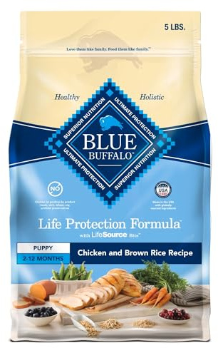 Blue Buffalo Life Protection Formula Puppy Dry Dog Food with DHA and ARA, Made with Natural Ingredients, Chicken & Brown Rice Recipe, 5-lb Bag