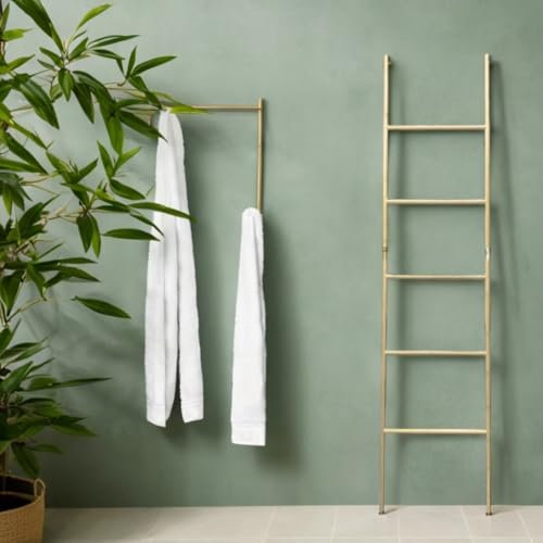 Box and beyond - Echelle Porte-Serviettes Salle de Bain - 180 x 55 cm - 5 Barres de séchage - Echelle Bambou décorative