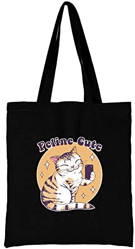 Japan Cat Printed Canvas reusable grocery bags, Foldable Casual Travel HandBag, Shoulder Beach Tote Bags, Shopper bag eco friendly super strong washable Storage bags Shopping bag Canvas bag for Women