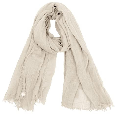 Van Der Rich ® - Schal mit fein gekreppter Oberfläche für Damen und Herren (88-Beige, One Size)