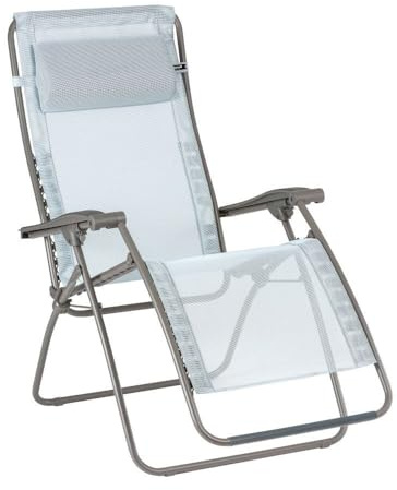 Lafuma MOBILIER - Fauteuil Relax Zéro Gravité RSXA Clip - Chaise Longue Pliante Terrasse et Jardin - Toile Batyline Résistante - Transat Multiposition, Tout Confort, Fabriqué en France - Bleu Ciel