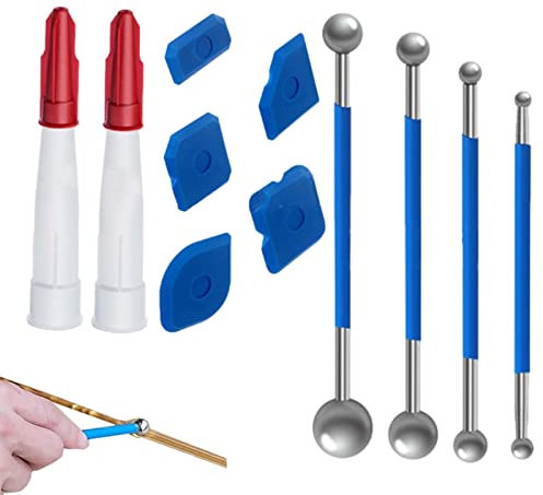 Strumento per la rimozione della malta - Kit di attrezzi per la rimozione del mastice - Cazzuola in silicone Rimuovi raschietto Caulk Remover Raschietto angolare per colla per vetro per bagno Shangjia