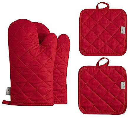 M Miaoyan Lot de 4 gants de cuisine et maniques en coton très épais, résistants à la chaleur jusqu'à 500 degrés, pour la cuisine (30,5 cm, rouge)