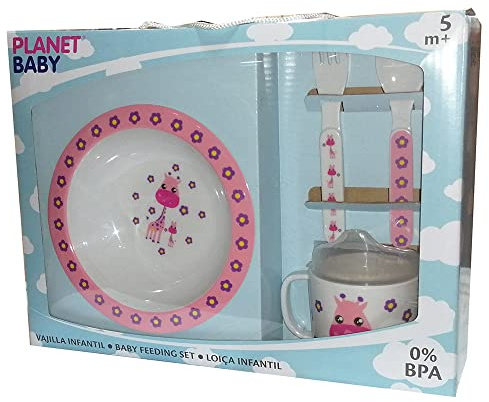 Vajilla infantil melamina 4 piezas rosa