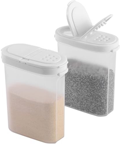 SIGNORA WARE Gewürzgläser mit Deckel, nachfüllbar, leer, luftdicht, 237 ml, 2-in-1 Ausgieß-/Schalter-Deckel, transparenter Kunststoff, Gewürz-/Gewürz-Organizer, Küche/Reisen, 2 Stück