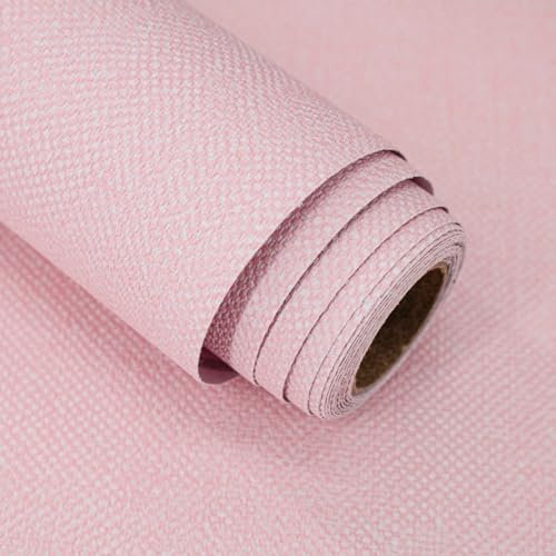 lenify Papel tapiz rosa bebé para despegar y pegar, papel tapiz de tela de hierba para dormitorio, papel de contacto texturizado para habitación de niños, autoadhesivo, extraíble, decoración de papel