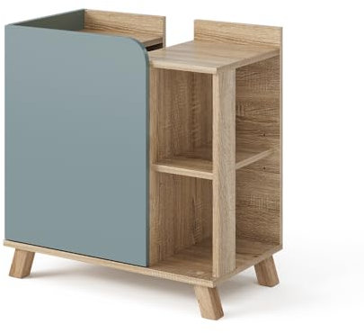 Vicco Mueble bajo Lavabo Karen, Sonoma/Gris Azulado, 60 x 65 cm con Puerta y Compartimentos Abiertos
