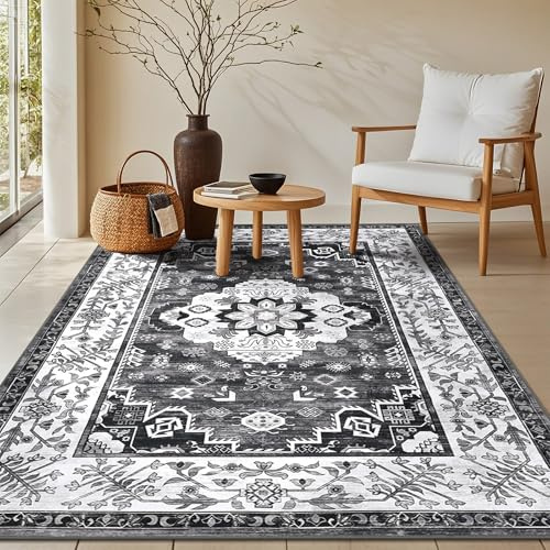 Enyhom Alfombra Salon Pelo Corto Vintage Lavable Alfombra Habitacion Dormitorio Antideslizante Bohemia Tapete Sala Mullida No Desprende Pelusa Tapete Quarto para Sala de Estar, Comedor, 120 x 180 cm