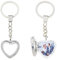 SUPERFINDINGS 2PCS Porte-clés en forme de coeur Porte-Clés photo à breloques Porte-clés médaillon en verre avec strass Porte-clés médaillon Porte-clés couple Porte-clés pour Valentine, 9.7cm