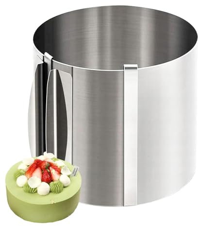 Anillos para hornear, molde alto para tartas, cortador de tartas de 6.3 x 11.8 pulgadas, marco de repostería ajustable de acero inoxidable, accesorios de postre, herramientas de decoración