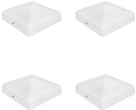SQUARE WHITE PYRAMID FENCE/GATE POST CAP TOP 100mm x 100mm 4 Inch