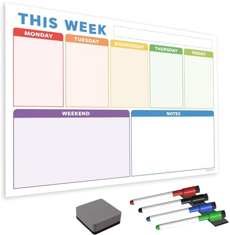 TMS Magnetic Monthly Calendar, Weekly Planner and Daily Organiser for School, Home and Office | Perfect Way to Track Chores, Homework, Meetings, Appointments