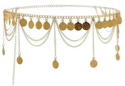 DOKRIN Cadenas de cuerpo,Cadena de cintura con borlas doradas, accesorio de vestido retro de metal, cadena de cinturón