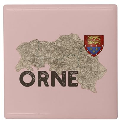 Fyrkantig keramisk kylmagnet - utsmyckad 61 avdelning Alencon sällsynt gammalt kort - format 5 x 5 cm, dekorativ magnetisk souvenir för kylskåp och magnettavla, tryckt i Frankrike