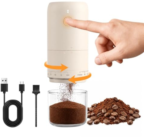 MERTTURM Bärbar Elektrisk Kaffekvarn med Keramiskt Koniskt Malhjul, Vit