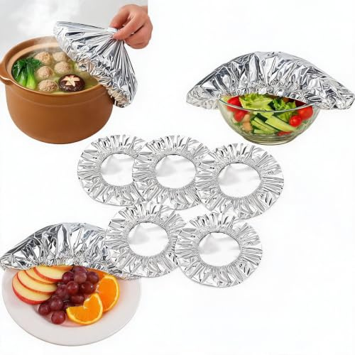 60Pcs Aluminum Foil Film Insulation Cover, Adjustable Aluminum Foil | Dough Bowl Cover Aluminium Foils Covers for Food Kitchen Fresh Keeping Insulation Film