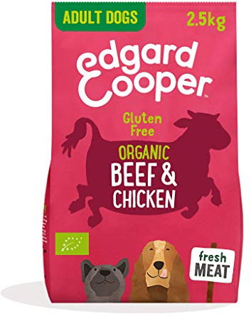 Edgard Cooper Organic Dry Dog Food - (Organic Beef, 2.5kg), Grain & Gluten Free, Joint & Bones Supplement for Dogs, fresh meat, full of essential amino acids for healthy insides