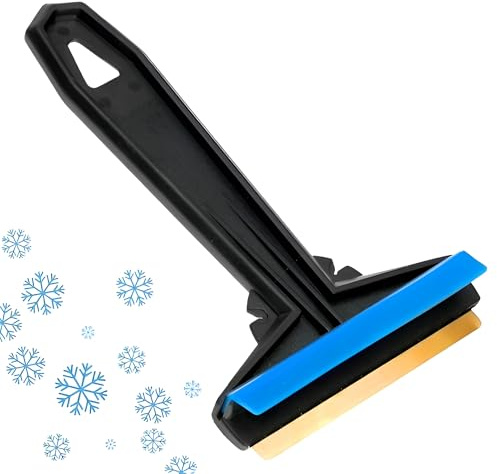 Murska 575 Brass Ice Scraper - 90 mm Brass Blade Windscreen De-Icer with Squeegee and Wiper-Groove - Made in Finland - Compact Car Window Scraper for Fast Frost and Ice Removal - Random Colours