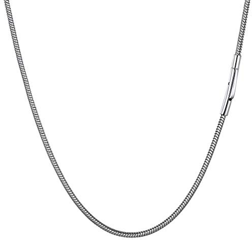 PROSTEEL Ormkedja, halsband med robust lås, 2 mm tunn kedja för att lägga till ett hänge, herrsmycken, 316L rostfritt stål/guldpläterad/svart (med presentask)
