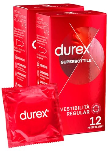 Durex Contatto Comfort Preservativi Sottili (0,055 mm) ad Alta Sensibilità, 24 Profilattici