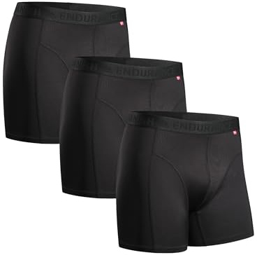 DANISH ENDURANCE Mens Boxers, Anti Chafing, Long Leg or Regular, Sports Underwear Men, Running Boxers, 3 Pack, Black, 4XL
