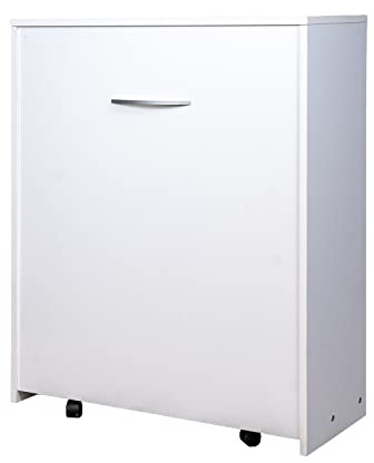 Arredo Stock Letto singolo estraibile e a scomparsa con mobile bianco, rete e materasso, 80x190 cm