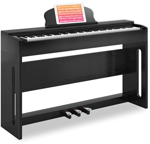 AODSK 88-Key Weighted keyboard piano,Hammer Action Digital Piano with Speakers,Furniture Stand and Triple Pedals,piano keyboard 88 keys Beginner's Course- Support Headphones,Piano Lessons,B-83S