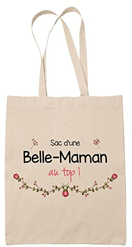 Planetee Tote Bag Belle-Maman au Top | Idée Cadeau Anniversaire Noël Fête des Mères Sac Cabas Réutilisable